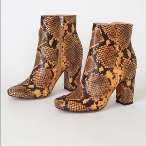Pixie Yellow Snake Mid-Calf Booties 8M
